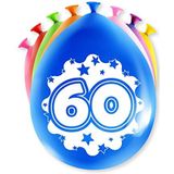 Balloons 60 jaar, 18,5 x 11 cm, latex, 8 stuks