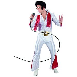 Boland Rock 'n Roll Star kostuum voor volwassenen, verschillende maten, rood en wit, overall voor heren, zanger, superster, kostuum, carnaval, themafeest