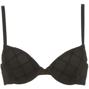 Emporio Armani All Over Mesh Monogram Push Up Bra Femme, Noir, 34 / B