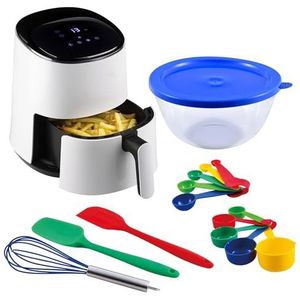Airfryer Naturfry Compact 2,5 liter 1450 W olievrije luchtfriteuse met 14-delige set keukenaccessoires