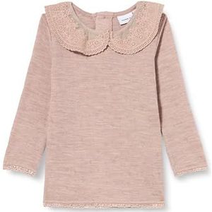NAME IT Nmfwang Wool Need.ls Haut avec col XXIII manches longues pour fille, blanche-neige, 86