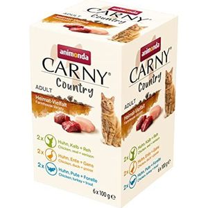 animonda Carny Adult Country Cat Food Wet Grain Free and Sugar Free for Adult Cat Home Variety 6 x 100 g
