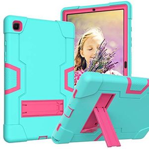 Galaxy Tab A7 hoes, Samsung A7 hoes, robuuste beschermhoes voor Samsung A7 tablet met geïntegreerde standaard voor Samsung A7 Tablet 10.4 (SM-T500/T505/T507) groen/roze