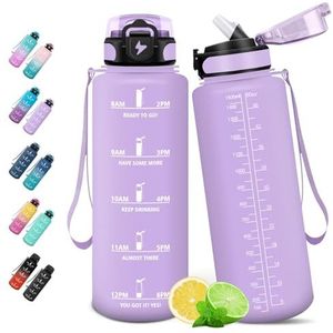 HoneyHolly Waterfles, waterfles, 1,5 liter, rietpatroon, waterfles, voor school, fitnessstudio, camping, fietsen, yoga