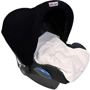 Dooky Hoody zonwering voor babydrager of kinderwagen (ontwerp: zwart, incl. uv-bescherming 40+, leeftijdsgroep 0+, geschikt voor de meeste merken), zwart