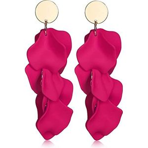Diamday Acryl clip-oorbellen voor vrouwen en meisjes - Lange vintage oorbellen met rozenblaadjes - Elegante hangende oorbellen - Steekoorbellen