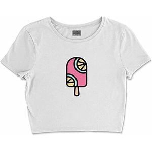 Bona Basics, Basic T-shirt met digitale print voor dames, 100% katoen, wit, casual, maat: XL, wit, XL korte taille, Wit