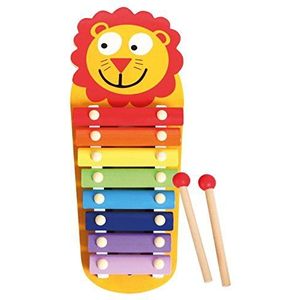 LENA - xylofoon van hout, leeuw, 8 kleurrijke geluidsplaten om een serie te spelen, speelgoed voor kinderen vanaf 2 jaar, muziekgeluidsspel, 32170, meerkleurig, Ohne Namen