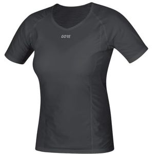 GORE Wear Dames shirt met korte mouwen, winddicht, Gore M, Windstopper, Base-Layer Shirt, Maat: 42, Kleur: Zwart, 100021, zwart.