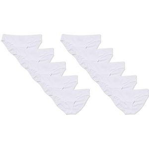 Amazon Essentials 10 stuks katoenen bikinibroekjes voor dames (verkrijgbaar in grote maten), wit, maat M