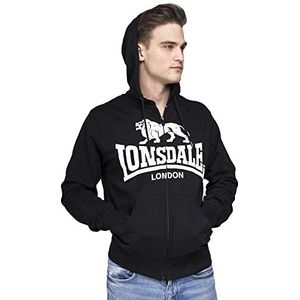 Lonsdale Krafty hoodie voor heren, slim fit, ritssluiting, Zwart (schwarz)