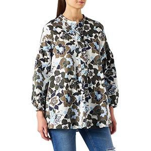 Seidensticker Blouse dames blouse trendy blouse opstaande kraag lange mouwen stretch, Blauw