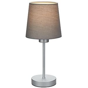 BRILONER - Nachtlampje met kabelschakelaar, stoffen lampenkap, E14 fitting max. 25 W, tafellamp, bureaulamp, bureaulamp, leeslamp, 10 x 31,4 cm, zilvergrijs