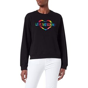 Love Moschino Meerkleurige Love Heart bedrukte sweatshirt voor dames, zwart.