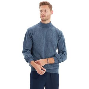 Trendyol Homme Basic Slim fit Pull en tricot à col haut, indigo, S, indigo, S