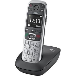Gigaset E560 draadloze telefoon voor senioren, noodoproepsleutel voor 4 SOS-nummers, extra sterke toets, handsfree bellen in uitstekende geluidskwaliteit, toetsenbord met grote knoppen, zilver