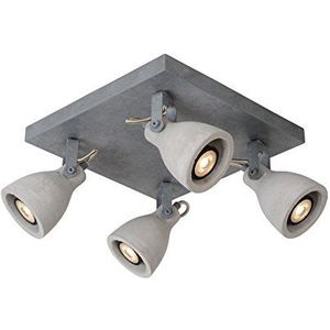 Lucide CONCRI-LED - Spot plafondlamp - Ø 9 cm - LED afmetingen - GU10 - 4 x 5 W 3000 K - grijs