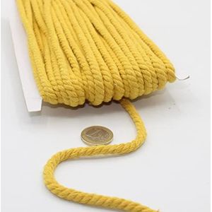 LEDUC 20 meter katoenen koord, rond, 08 mm, gevlochten touw met kern van natuurlijk katoen, ideaal voor doe-het-zelf, naaien, veelzijdig, 8 mm, 06 geel