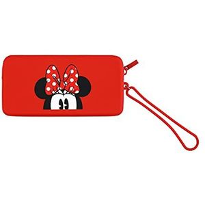 Universele Disney tas met ritssluiting van siliconen, waterdicht, met handvat om op te hangen, motief Minnie Mouse op rode achtergrond
