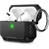 EPXEE AirPods Pro Case, AirPods Pro Case, AirPods Pro Case, AirPods Pro Case, met LED aan de voorkant, draadloos opladen, compatibel met AirPods Pro 2019 (mat zwart)