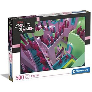 Clementoni Squid Game Game-1000 Made in Italy, 500 stukjes, tv-serie, Netflix, puzzel film Famosi, entertainment voor volwassenen, meerkleurig, 35130
