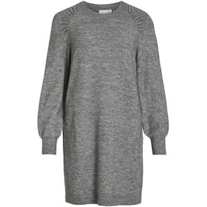 Vila Viella L/S O-hals Raglan gebreide jurk voor dames, Medium grijs gemengd