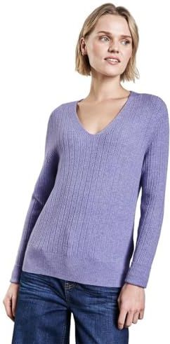 Street One A303041 Knuffelige damestrui met V-hals, Viola Lilac Mel