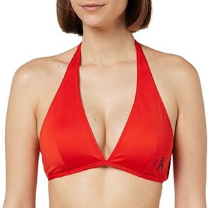 Calvin Klein Dames bikinitop met nekband, Cajun Red, S, Cajun rood