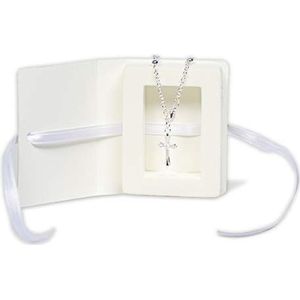 Mareli - Set van 4 bagagedragerdozen 7 x 5,5 x 1 cm met rozenkrans armband inbegrepen Ideaal als eerste communie of Cresima, wit, 1 stuk