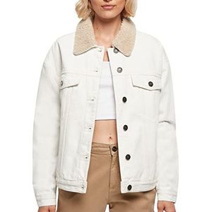 Urban Classics Oversized Sherpa denim jas voor dames, offwhite, S, Gebroken wit