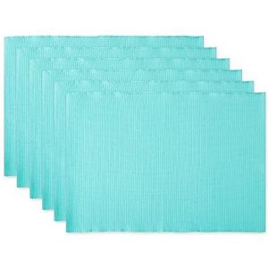 DII Basic Everyday Placemats, geribbeld, 100% katoen, 33 x 48 cm, turquoise, 6 stuks