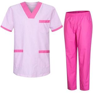 Misemiya Jas en broek Unisex sanitaire uniformen 8178 dames, sanitaire sets Fuchsia T817, L, Sanitaire set Fuchsia T817