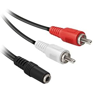 Ekon 3,5 mm cinch-jackstekker, AUX-kabel, 0,3 m, vrouwelijk, voor stereo, koffer, mixer, laptop, hoofdtelefoon, MP3, iPod, smartphone, tablet