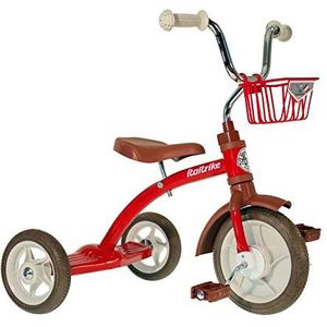 Italtrike - Super Lucy driewieler - 10 inch - met grote voetensteun achter, mand en verstelbaar zadel - vanaf 2 jaar - vintage look - kleur rood