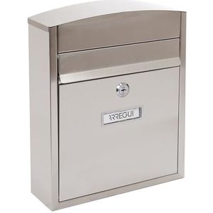 ARREGUI Compact E5737 Wandbrievenbus van roestvrij staal, maat S (postformaat A5), individuele brievenbus voor buiten, regenbestendig, eenvoudig te installeren, roestvrij staal
