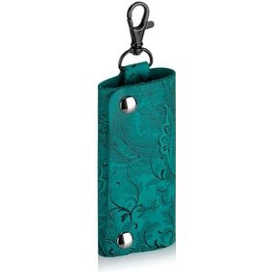SURAZO Lederen sleutelhoes met sleutelring - Handgemaakt van echt leer - Sleutelhanger voor auto- en huissleutels - Praktisch - Turquoise - Cadeau-idee voor mannen en vrouwen, Bruin, Informeel