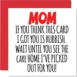 Cartes d'anniversaire amusantes pour maman – Care Home – Carte d'anniversaire pour maman de la part de sa fille et de son fils, cadeaux d'anniversaire humoristiques, 145 mm x 145 mm, cartes de vœux