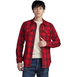 G-STAR RAW Heren T-shirt marineblauw slim, Veelkleurig (Dk Flame Vanderbilt Check D20165-D412-G093)
