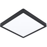 EGLO Led plafondlamp Fueva 5, Ø 28,5 cm, 1 lichtpunt, opbouwlamp, badkamerplafondlamp, modern van staal en een kunststof lichtoppervlak in zwart, wit, led-opbouwlamp warmwit, IP44