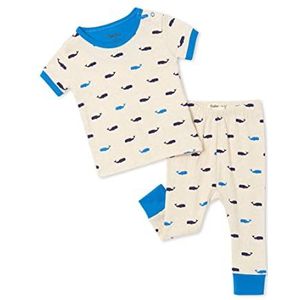 Hatley Biologische katoenen pyjamaset met korte mouwen voor baby's en peuters, baby- en peuterbroekjes voor baby's, nautische whales, 3-6 maanden, nautische whales