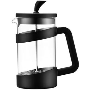 Cafe Ole Koffiezetapparaat van glas en kunststof, hittebestendig, zwart, 600 ml, 5 halve kopjes, roestvrijstalen kolf VMP-06F