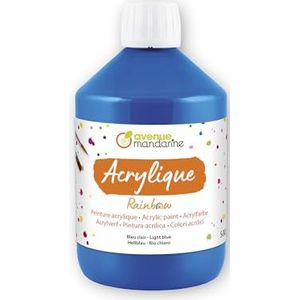 RAINBOW - Peinture Acrylique Mate, Bleu Clair - Pot 500 ML - Idéal activités enfants, scolaires - RB0250500215C