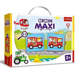 Trefl - Memo's voor maxi-voertuigen – educatief geheugenspel voor de jongsten, vind paren afbeeldingen, grote elementen en dik karton, spel voor kinderen vanaf 2 jaar
