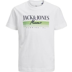 Jack & Jones Junior Jorpalma T-shirt met korte mouwen en ronde hals voor jongens, Briljant wit/gedrukt: J&J
