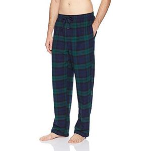 Amazon Essentials Flanellen pyjamabroek voor heren (verkrijgbaar in grote maat), Schots Blackwatch patroon, donkergroen, marineblauw, S