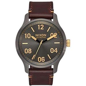 Nixon patrol horloge, metaal/goud, leer