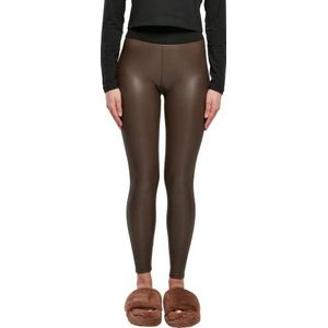 Urban Classics Dameslegging met hoge taille, kunstleer, hoge taille, brede taille, verkrijgbaar in 2 kleuren, maten XS tot 5XL, Bruin