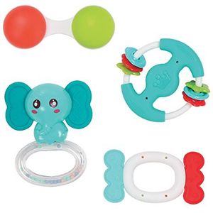 LUDI - Set van 4 rammelaars - Speelgoed voor baby's - Maracas, bijtring - Vanaf 3 maanden