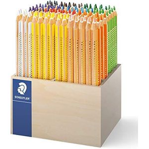 STAEDTLER Noris Club Jumbo 128 stuks driehoekige kleurpotloden met 112 Jumbo kleurpotloden. Verschillende kleuren. ABS System. EN71 Made in Germany