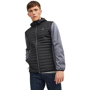 Jack & Jones JjemGewatteerde jas Noos heren Jas, Zwart/detail: Grijze manchetten, XL